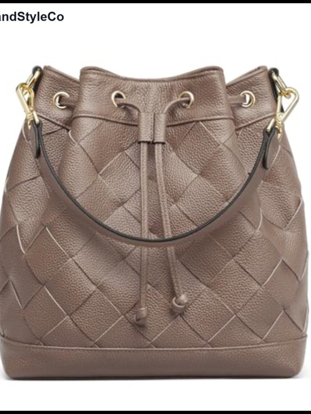 Handwoven Top Grain Pebbled Cowhide Leather Tote Bag 3-Piece Set Crossbody